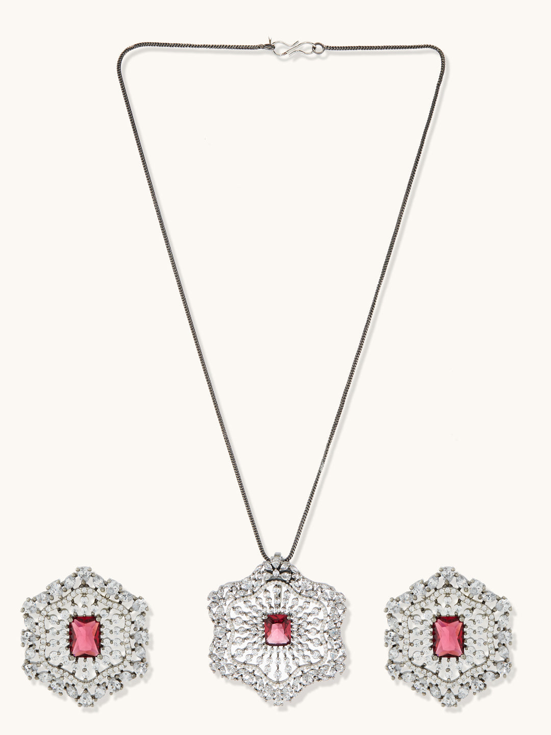 CZ Stone Statement Pendant Set
