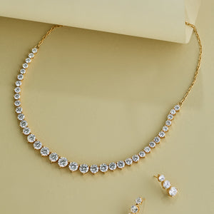 CZ Solitaire Delicate Necklace Set
