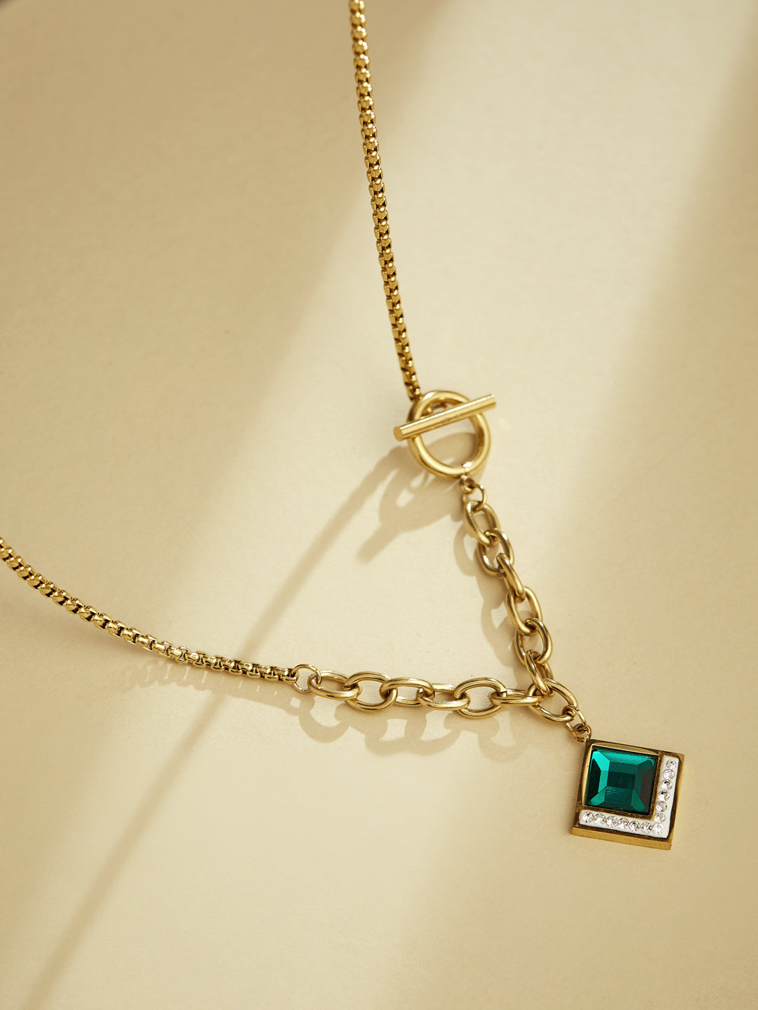 Gold-toned Geometric Pendant Necklace