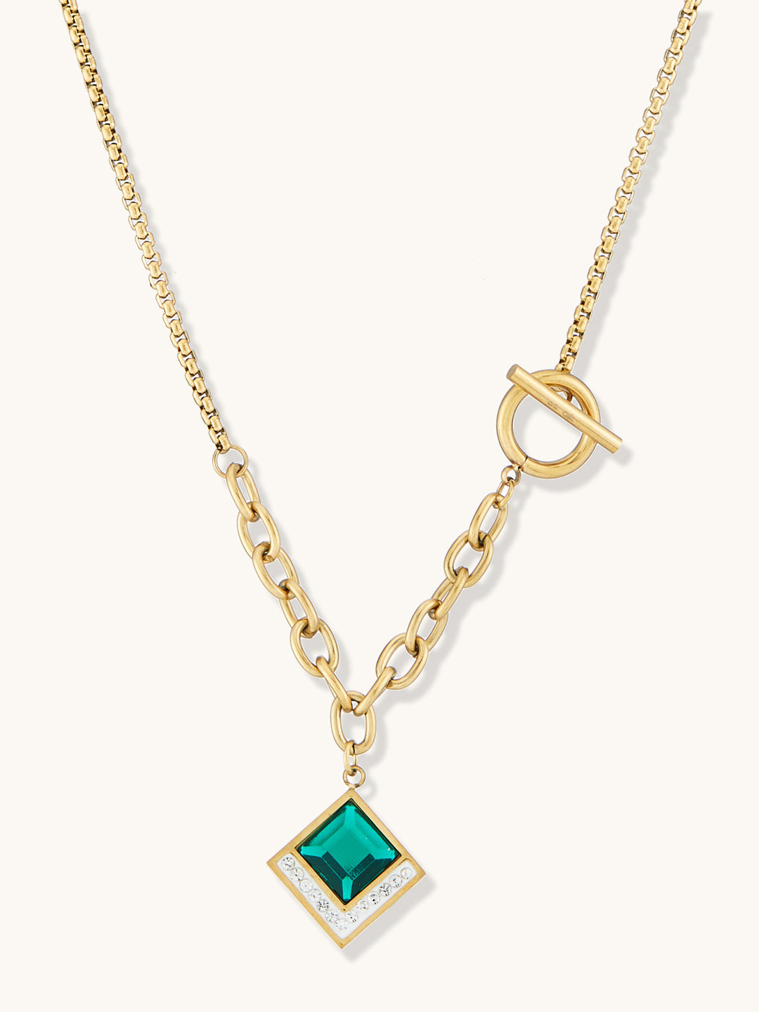 Gold-toned Geometric Pendant Necklace