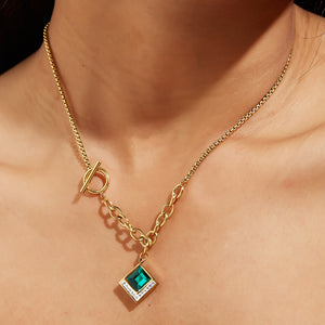 Gold-toned Geometric Pendant Necklace