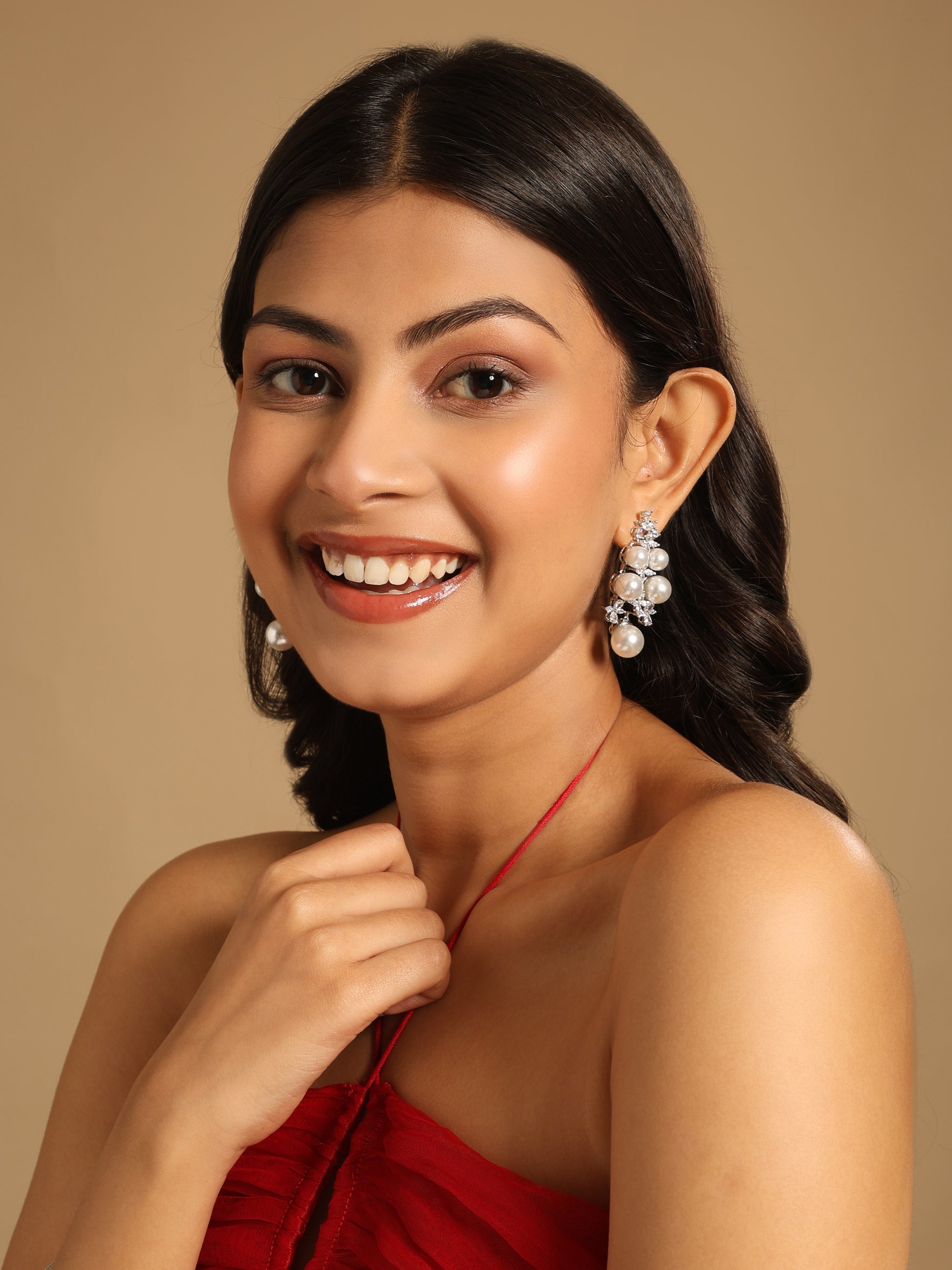 Pearl Cluster Diamond Earrings