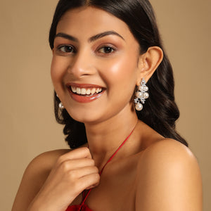 Pearl Cluster Diamond Earrings