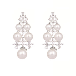 Pearl Cluster Diamond Earrings