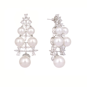 Pearl Cluster Diamond Earrings