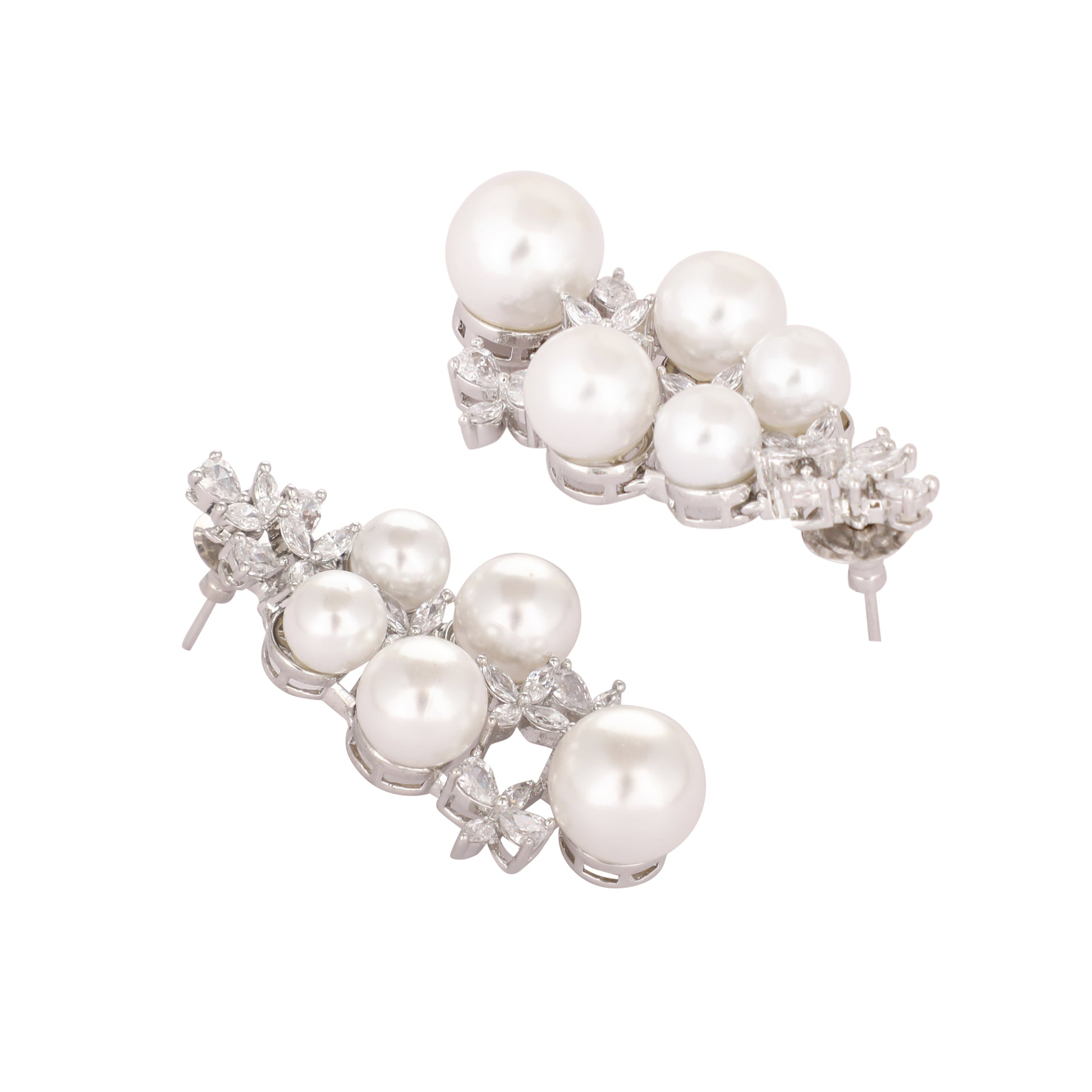Pearl Cluster Diamond Earrings