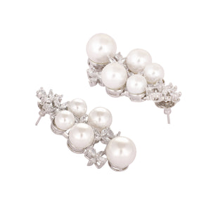 Pearl Cluster Diamond Earrings